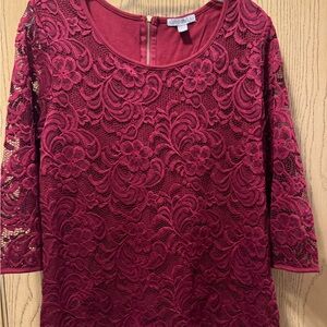Roz & Ali Burgundy Lace Blouse
